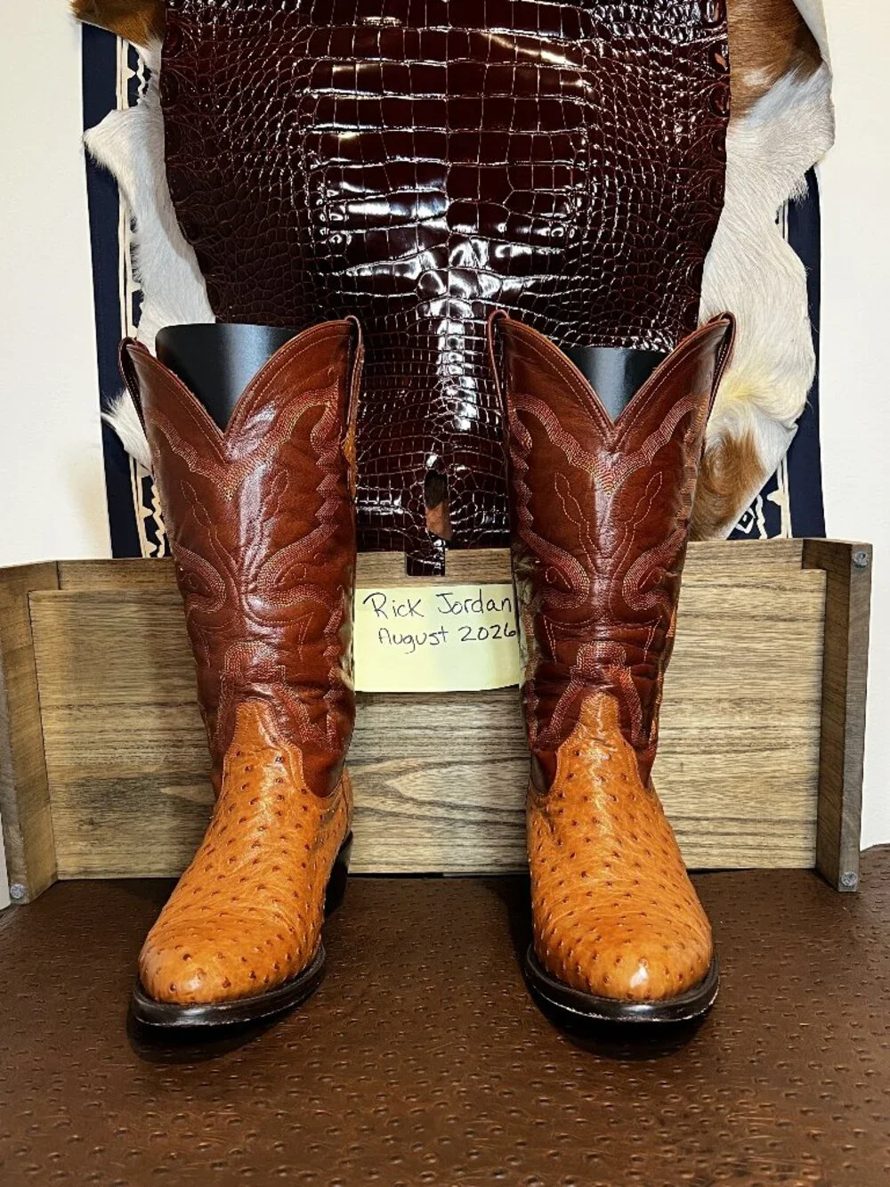 Ferrini P's Tan Full Quill Ostrich Cowboy Boots in Men's Size 11EE